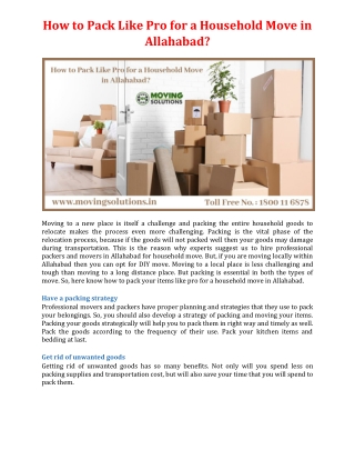 How to Pack Like Pro for a Household Move in Allahabad?