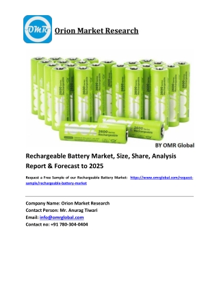 Rechargeable Battery Market Growth, Size, Share, Industry Report and Forecast 2018-2023