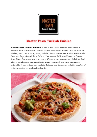 15% Off - Master Team Turkish Restaurant Rozelle, NSW