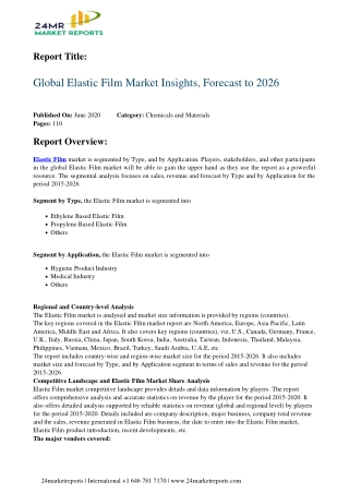 Elastic Film Expand with Significant CAGR During 2020 2026