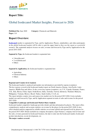 Isodecanol Expand with Significant CAGR During 2020 2026