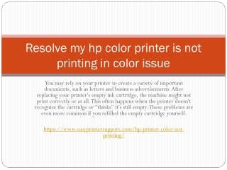 Resolve my hp color printer is not printing in color issue