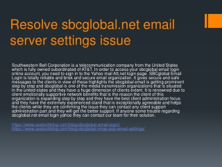 Fix sbcglobal.net email server settings problem
