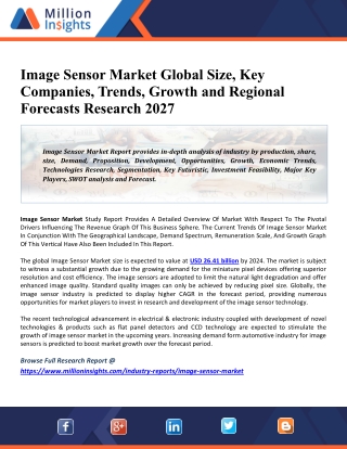 The impact of COVID-19 on Image Sensor Market - Growth, Trends, Industry Outlook, Growth Opportunity, Business Growth An