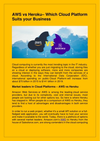 Aws vs Heroku- Infoxen