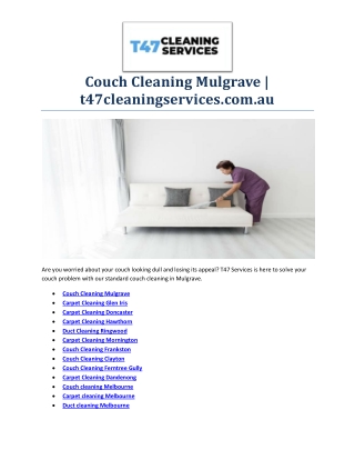 Couch Cleaning Ferntree Gully