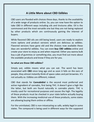 A Little More about CBD Edibles
