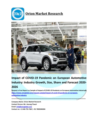 Impact of COVID-19 Pandemic on European Automotive Industry Size, Share and Forecast 2019-2025