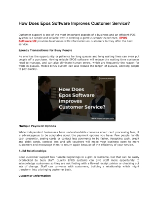 How Does Epos Software Improves Customer Service?