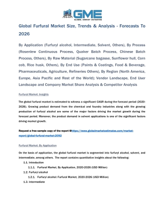 Global Furfural Market Size, Trends & Analysis - Forecasts To 2026
