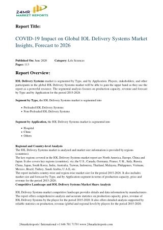 IOL Delivery Systems Expand with Significant CAGR During 2020 2026