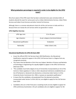 What graduation percentage is required in order to be eligible for the UPSC exam?