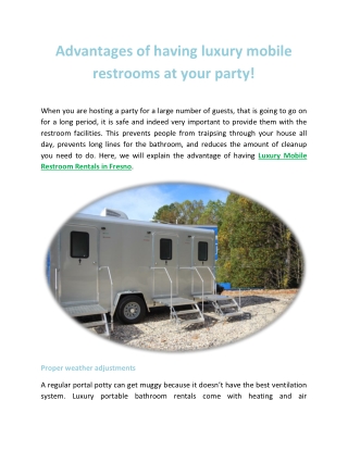 Advantages of having luxury mobile restrooms at your party