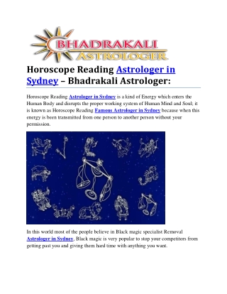 Horoscope Reading Astrologer in Sydney – Bhadrakali Astrologer: