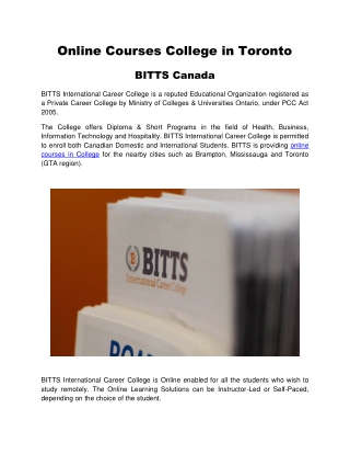 Online Courses College in Toronto by BITTS