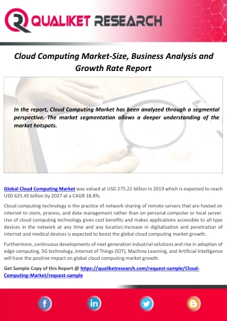 Cloud Computing Market 2020-2027|Industry Verticals, Business Strategy and Application Analysis