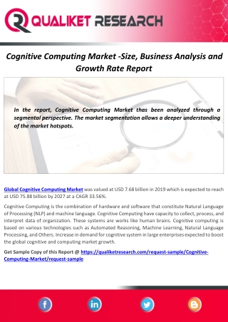 Cognitive Computing Market Key Players, Size, Trends, Growth Opportunities, Analysis and Forecast To 2025