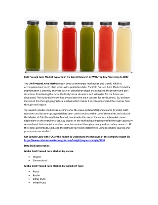 Cold Pressed Juice Market