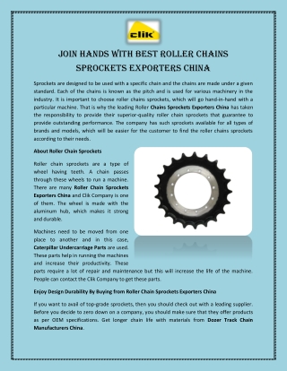 Join Hands With Best Roller Chains Sprockets Exporters China