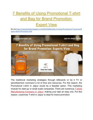 7 Benefits of Using Promotional T-shirt and Bag for Brand Promotion