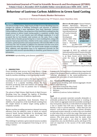 Behaviour of Lustrous Carbon Additives in Green Sand Casting