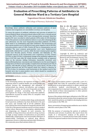 Evaluation of Prescribing Patterns of Antibiotics in General Medicine Ward in a Tertiary Care Hospital