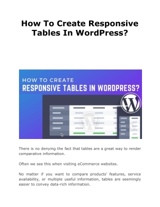 How To Create Responsive Tables In WordPress?