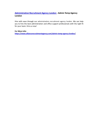 Administration Recruitment Agency London - Admin Temp Agency London