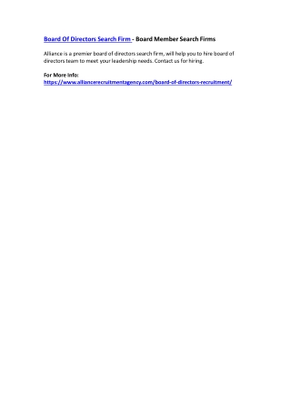Board Of Directors Search Firm - Board Member Search Firms