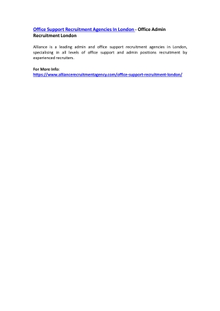 Office Support Recruitment Agencies In London - Office Admin Recruitment London