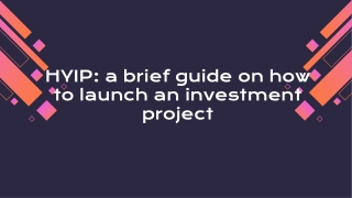 HYIP: a brief guide on how to launch an investment project