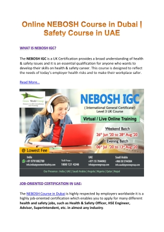 Online NEBOSH Course in Dubai | Safety Course in UAE