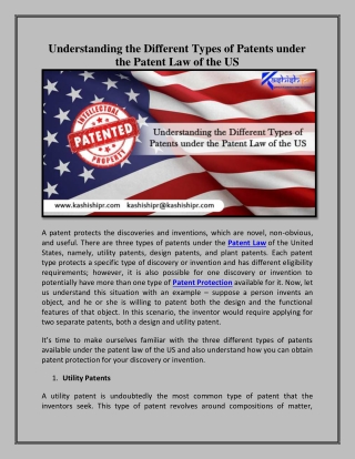 Understanding the Different Types of Patents under the Patent Law of the US