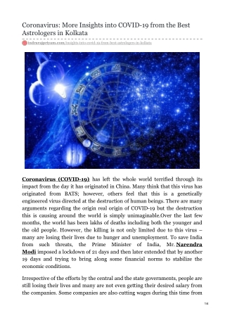 Coronavirus: More Insights into COVID-19 from the Best Astrologers in Kolkata