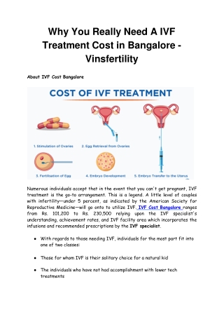 Why You Really Need A IVF Treatment Cost in Bangalore - Vinsfertility