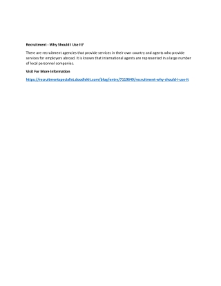 Recruitment - Why Should I Use It?