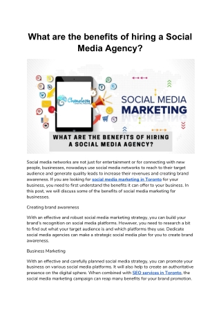 What are the benefits of hiring a social media agency?