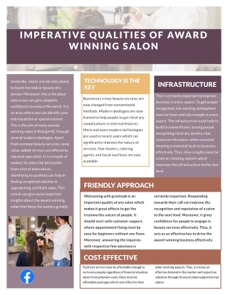 Imperative Qualities Of Award Winning Salon