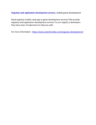Angularjs web application development services, mobile game development