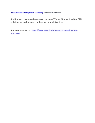 Custom crm development company - Best CRM Services
