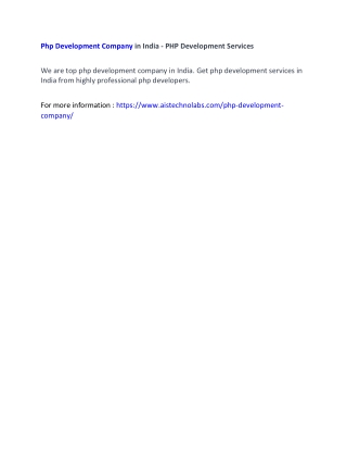 Php Development Company in India - PHP Development Services