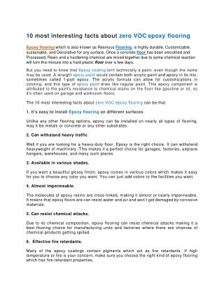 10 most interesting facts about zero VOC epoxy flooring