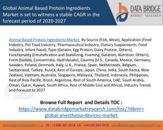 Global Animal Based Protein Ingredients Market is set to witness a stable CAGR in the forecast period of 2020-2027