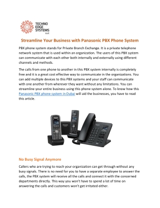 Streamline Your Business With Panasonic PBX Phone System