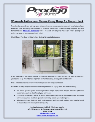 Wholesale Bathrooms - Choose Classy Things for Modern Look