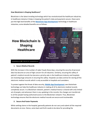 How #Blockchain Is Shaping #Healthcare