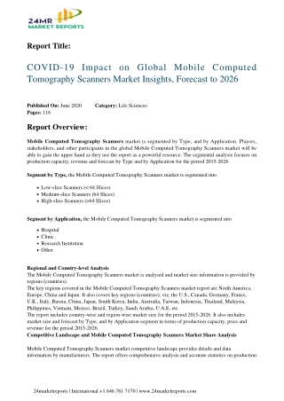 Mobile Computed Tomography Scanners Market Insights, Forecast to 2026