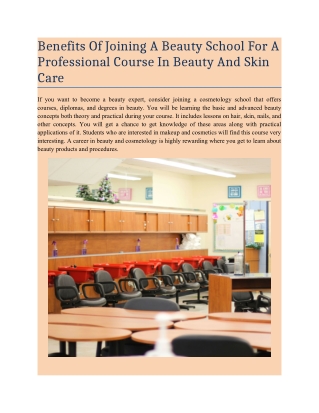Benefits Of Joining A Beauty School For A Professional Course In Beauty And Skin Care