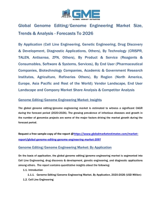 Global Genome Editing/Genome Engineering Market Size, Trends & Analysis - Forecasts To 2026