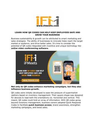 LEARN HOW QR CODES CAN HELP KEEP EMPLOYEES SAFE AND GROW YOUR BUSINESS